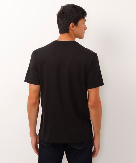 camiseta básica manga curta gola portuguesa - preto