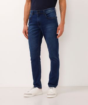 calça jeans slim azul escuro