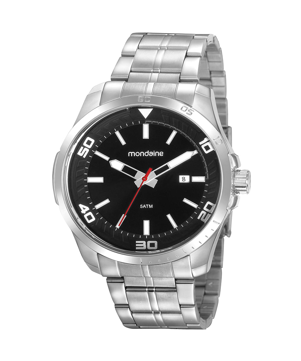 relógio mondaine 32153g0mvne2kt analógico com calendário prateado