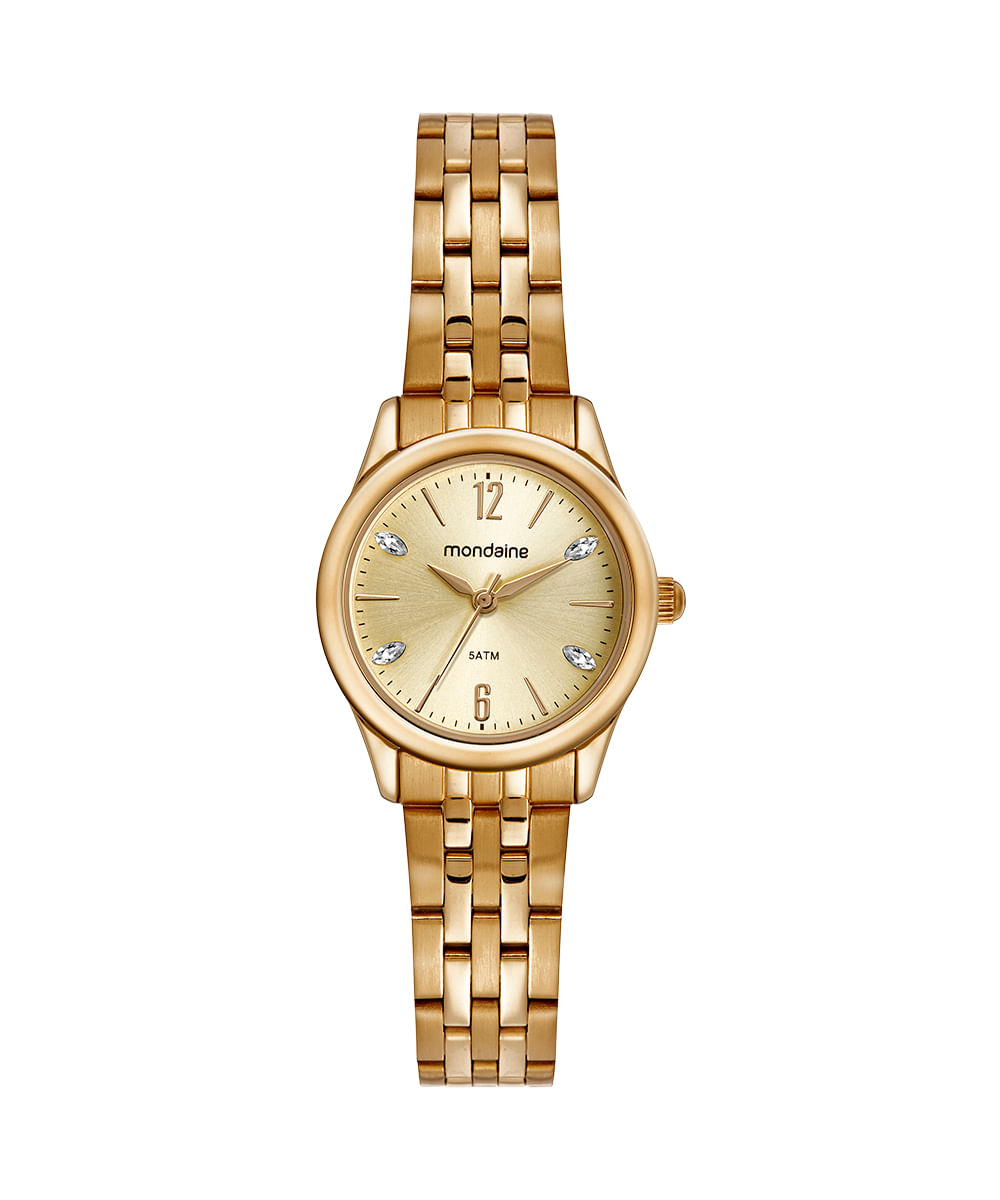 relógio mondaine 32587lpmvde1km analógico dourado