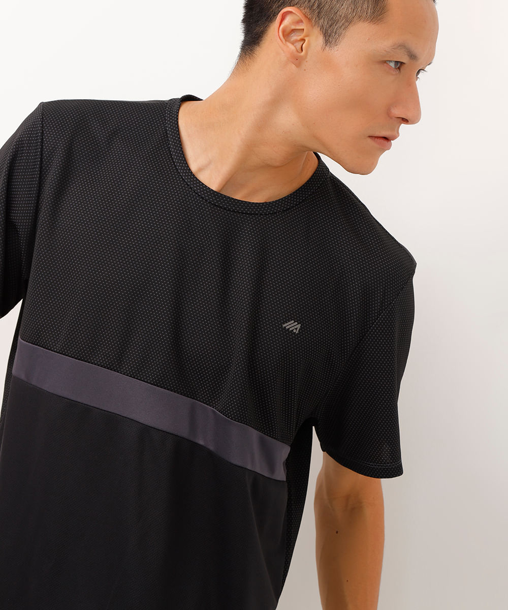 camiseta esportiva ace manga curta com recorte chumbo
