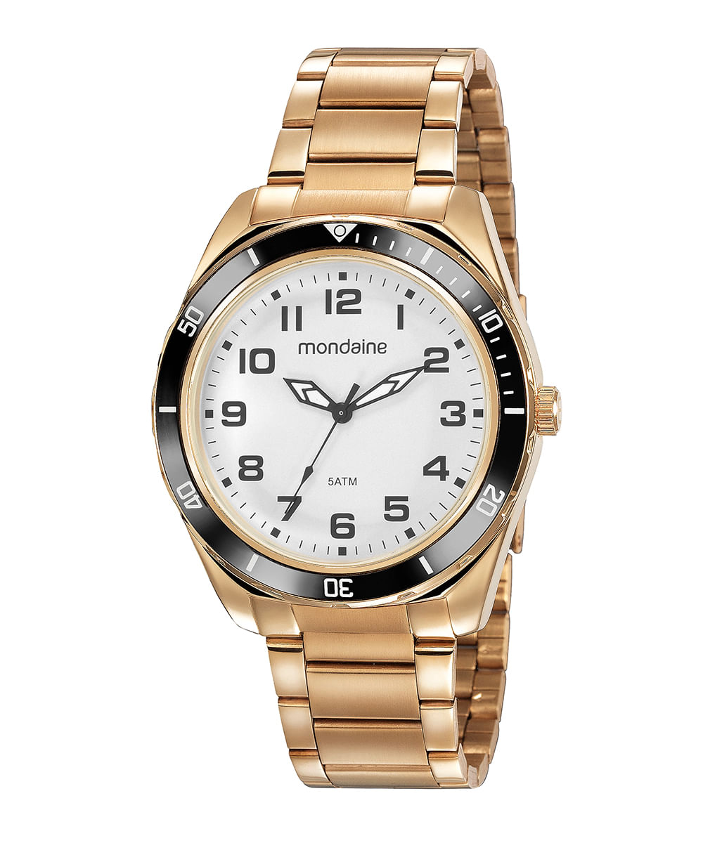 relógio mondaine 53768gpmvde3kf analógico dourado