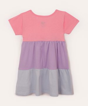 vestido de algodão infantil com recorte manga curta lilás