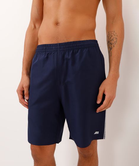bermuda esportiva masculina reta com nervuras azul