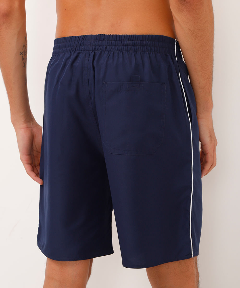 bermuda esportiva masculina reta com nervuras azul