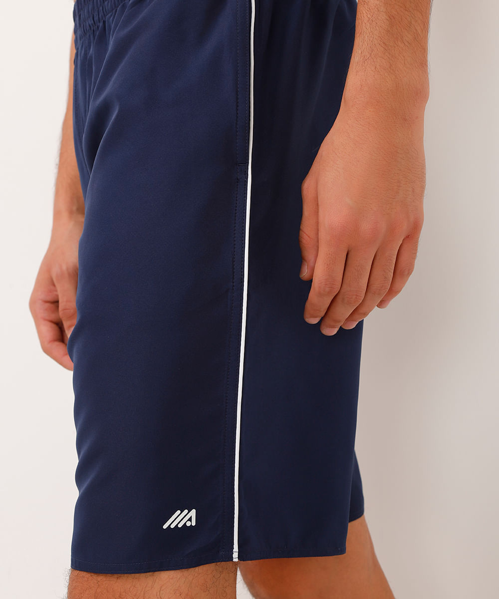 bermuda esportiva masculina reta com nervuras azul