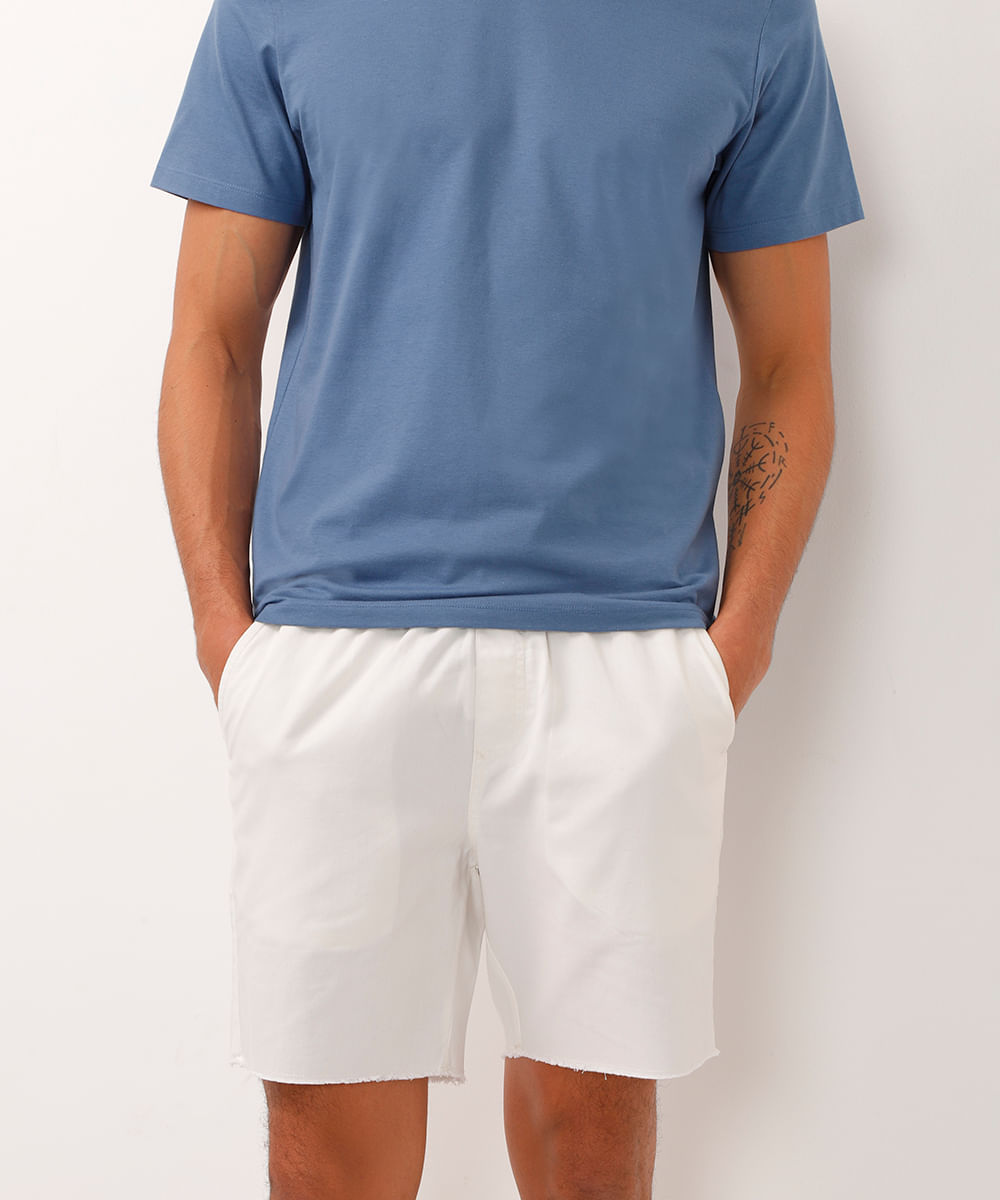 bermuda de sarja jogger com bolsos off white