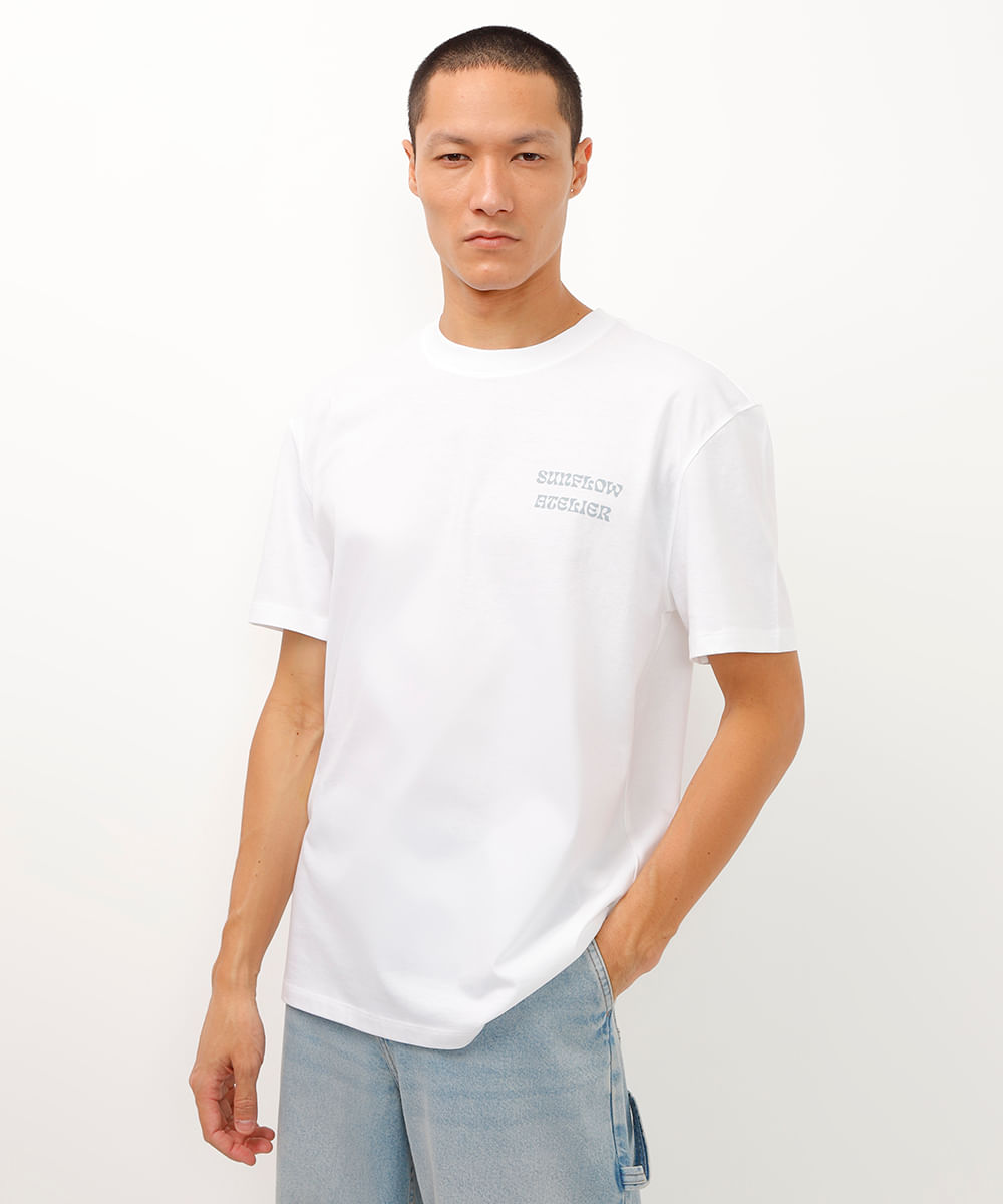 camiseta de algodão relaxed fit sunflow atelier branca