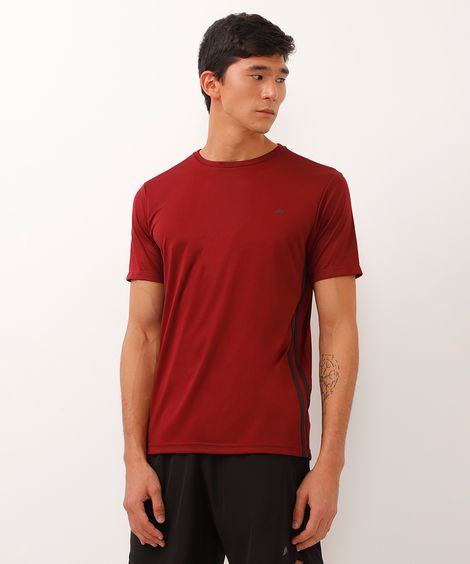 camiseta masculina esportiva com listras vinho