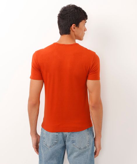 camiseta slim básica manga curta laranja