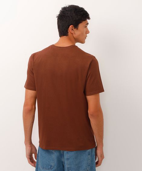 camiseta masculina de algodão básica manga curta marrom