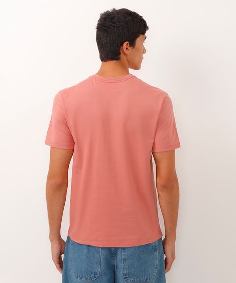 camiseta masculina de algodão básica manga curta rosa