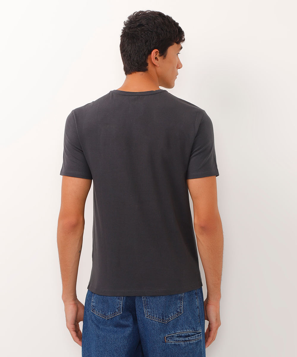 camiseta slim básica manga curta - cinza escuro