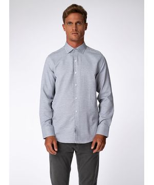 Camisa Social Maquineta Bicolor Cinza TNG