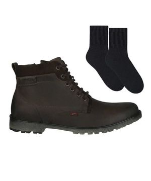 Kit Bota Ferracini Cross Masculina Par de Meia Marrom