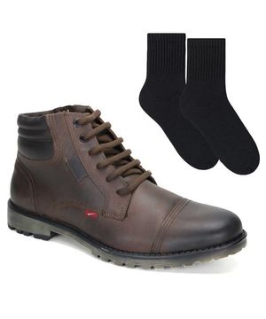 Kit Bota Ferracini Cross Masculina Par de Meia Marrom