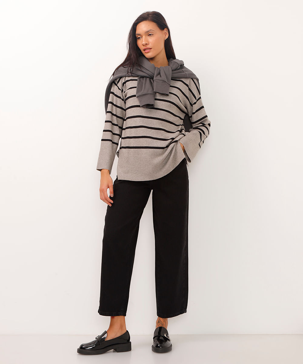 calça barrel jeans cintura super alta preta