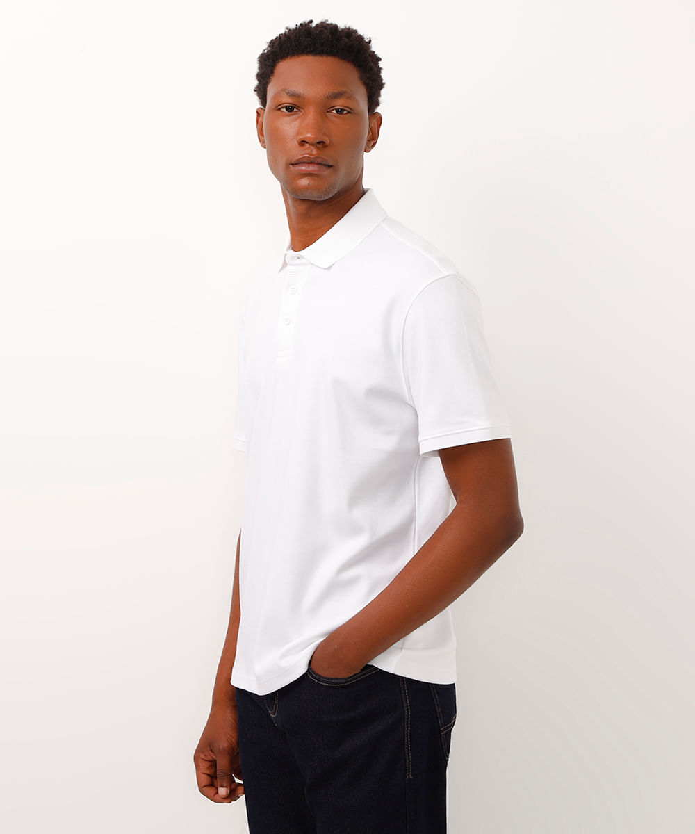 polo comfort de algodão branco