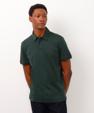 polo slim fit de algodão verde