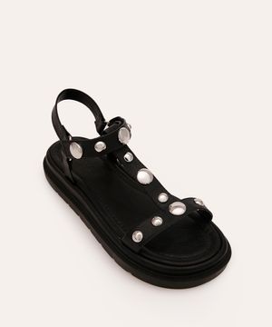 rasteirinha flatform tratorada com tachas oneself preto