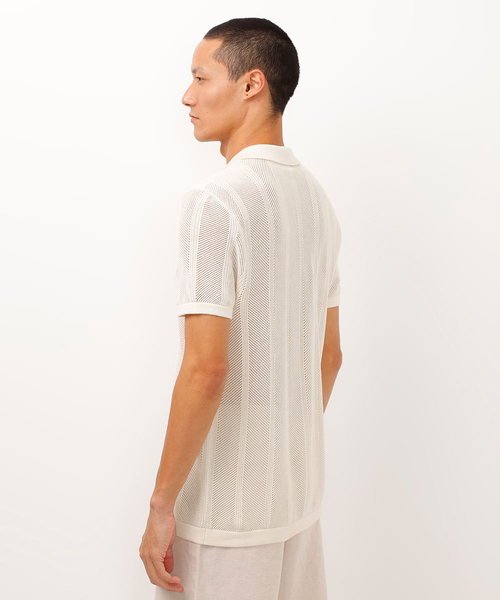 camisa de tricot manga curta off white