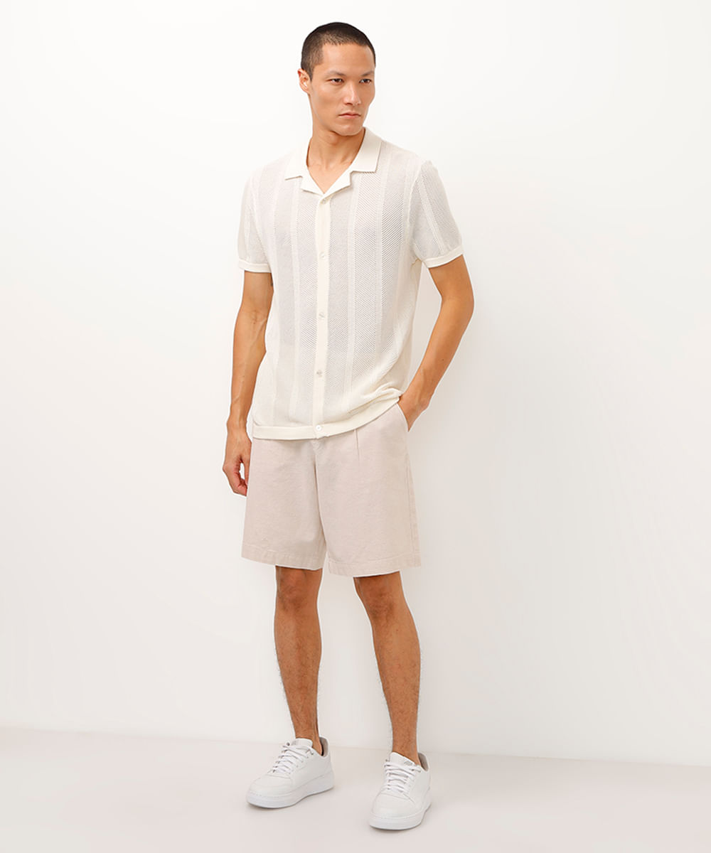 camisa de tricot manga curta off white