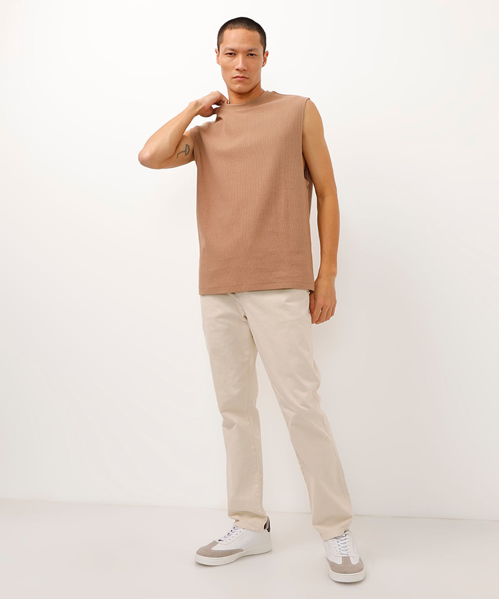 regata machão de algodão com textura marrom