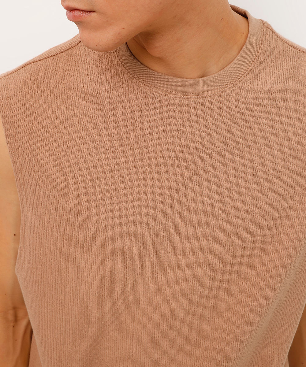 regata machão de algodão com textura marrom