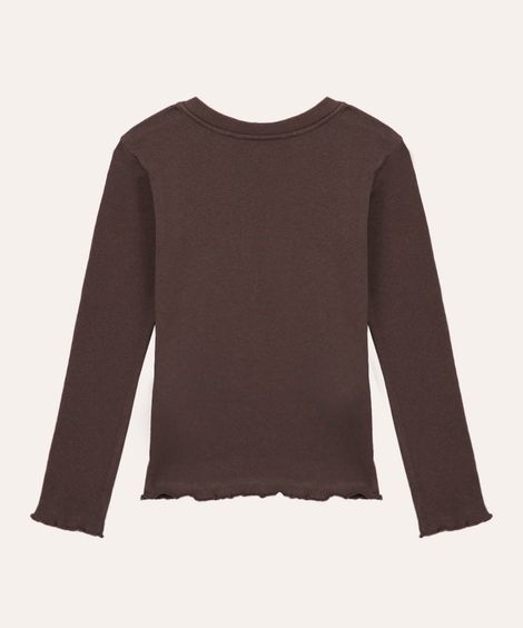 camiseta de algodão manga longa strass cinza
