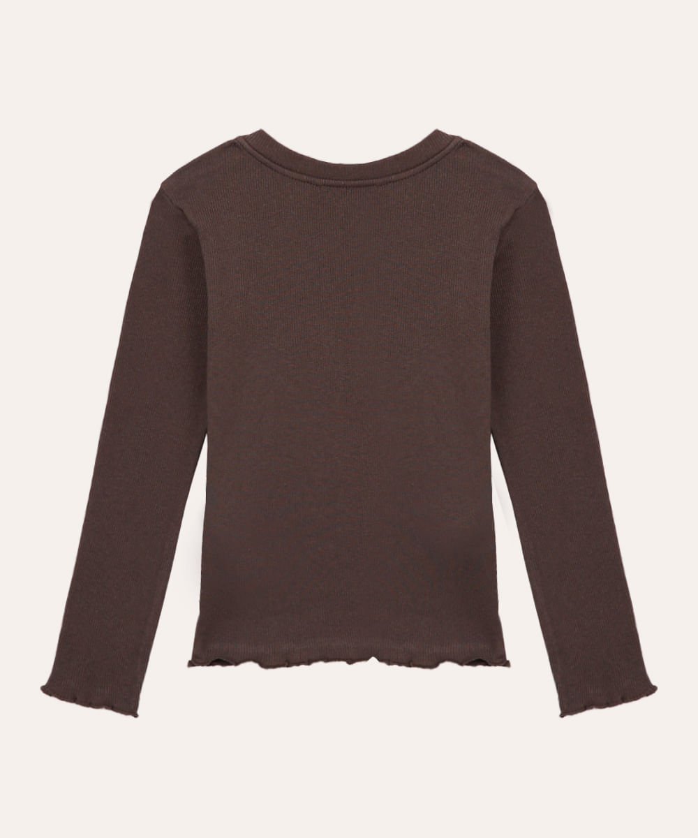 camiseta de algodão manga longa strass cinza