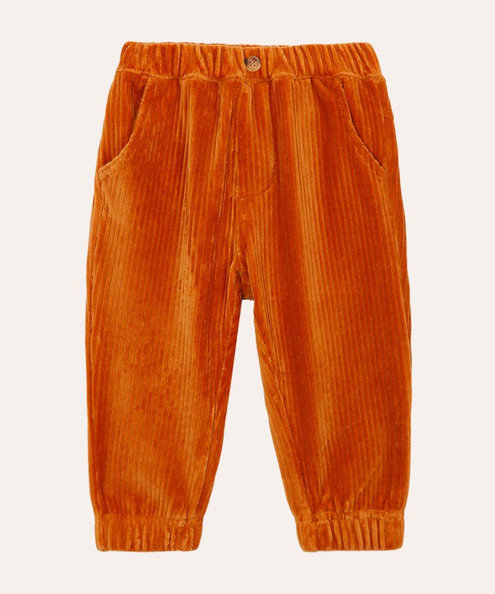 calça jogger de veludo cotelê infantil marrom