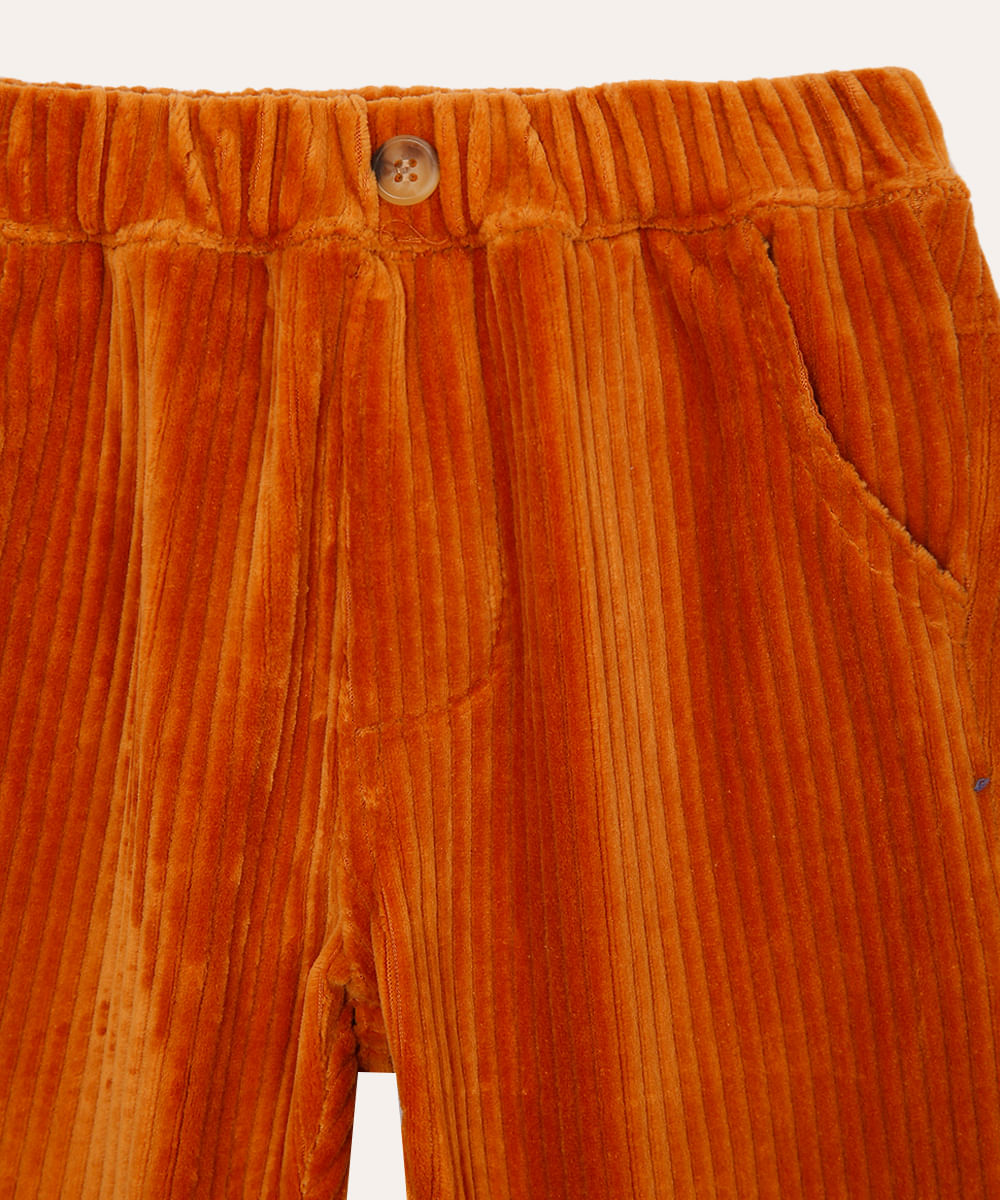 calça jogger de veludo cotelê infantil marrom