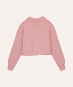 cropped de moletinho infantil paetê rosa