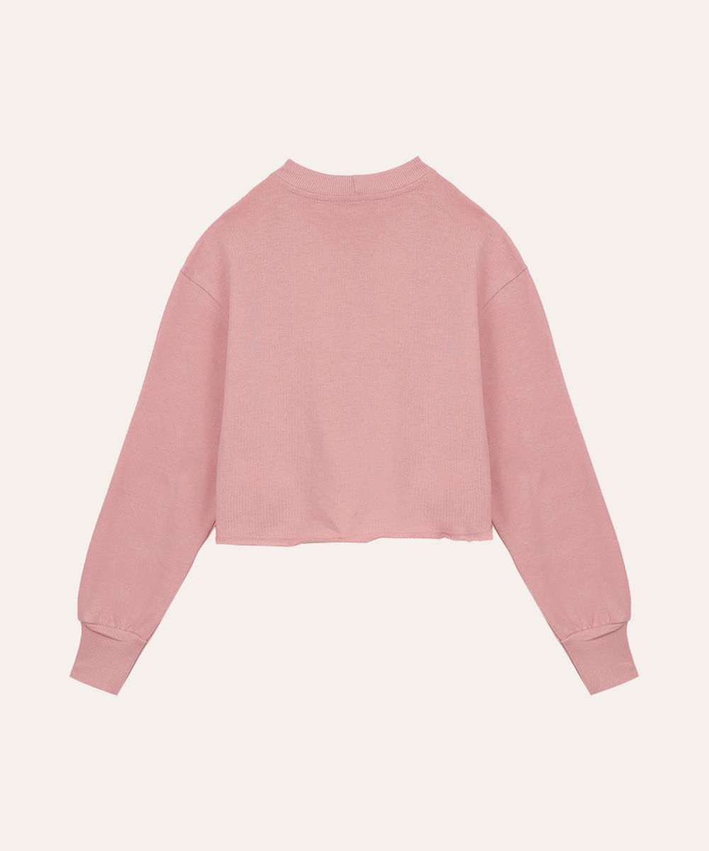 cropped de moletinho infantil paetê rosa