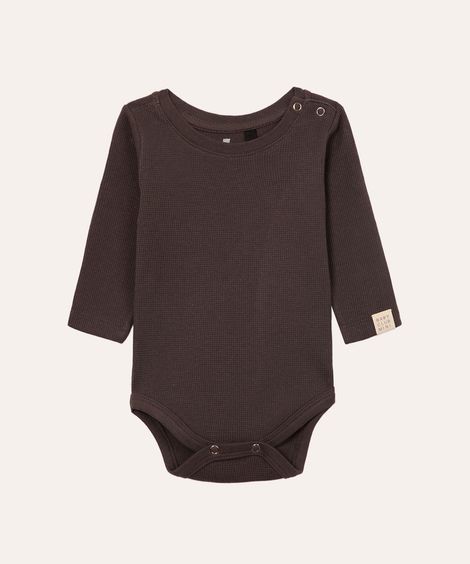 Body infantil manga longa cinza
