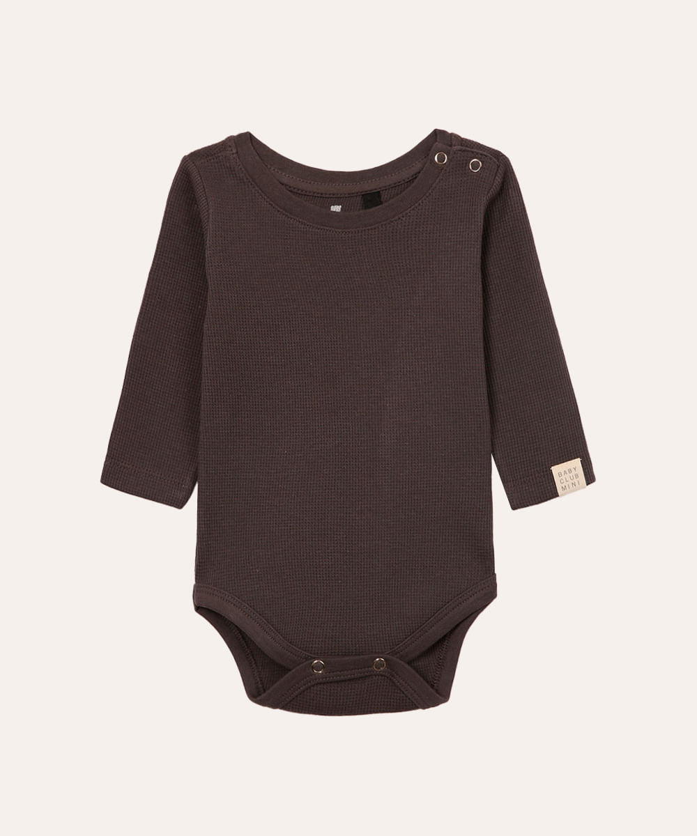 Body infantil manga longa cinza