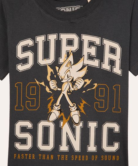 camiseta de algodão infantil sonic cinza