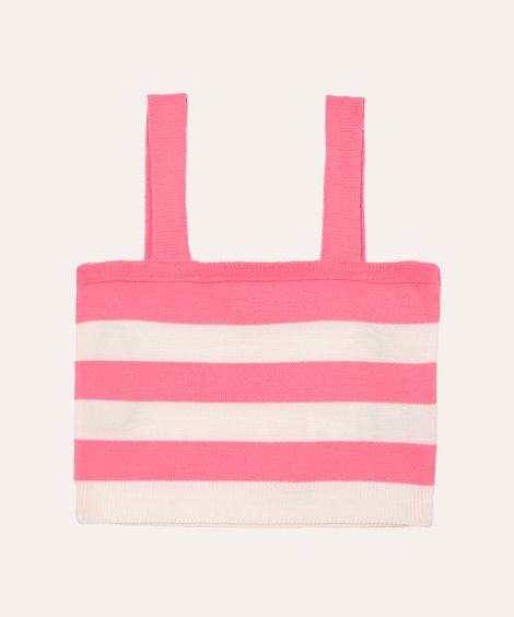 cropped de tricot juvenil listrado off white