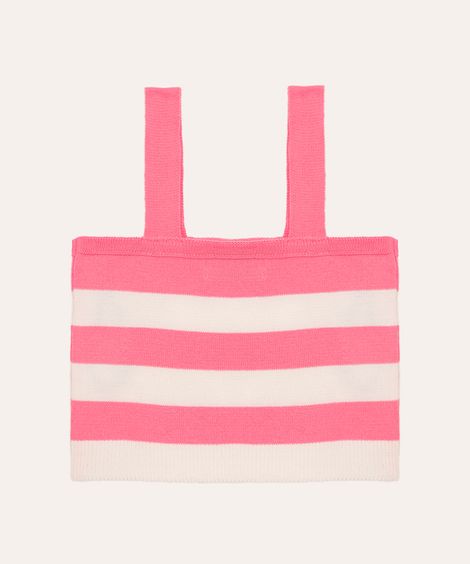 cropped de tricot juvenil listrado off white