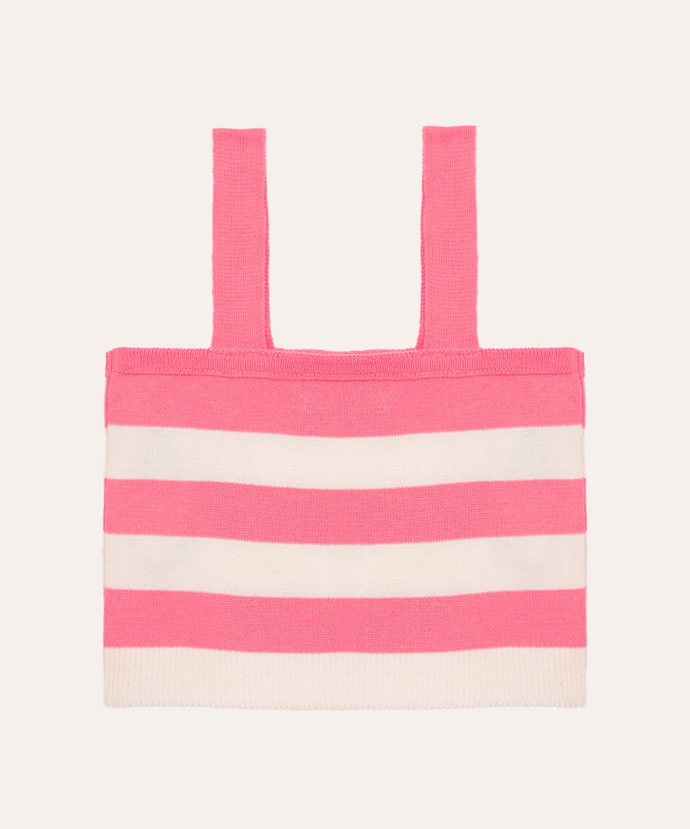 cropped de tricot juvenil listrado off white