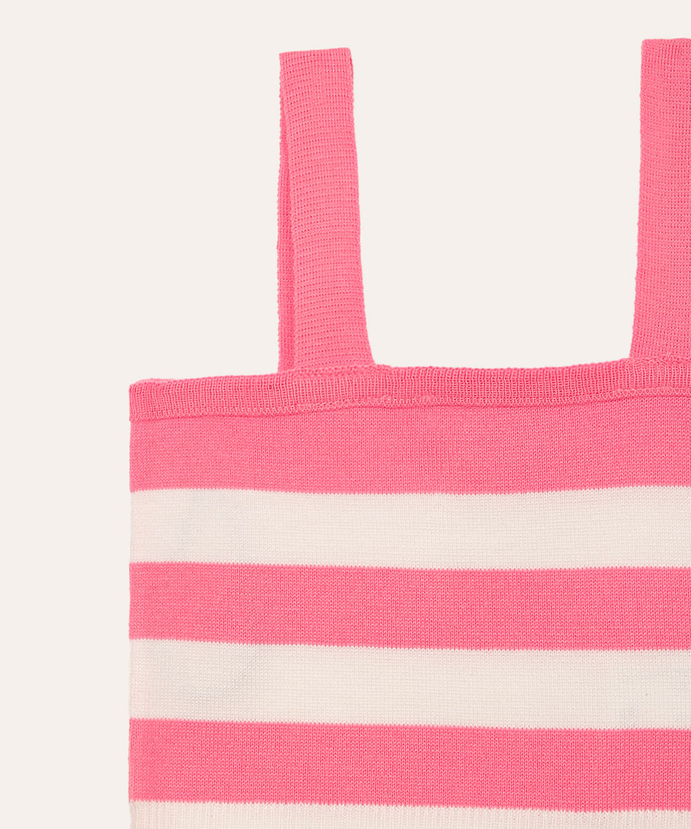 cropped de tricot juvenil listrado off white