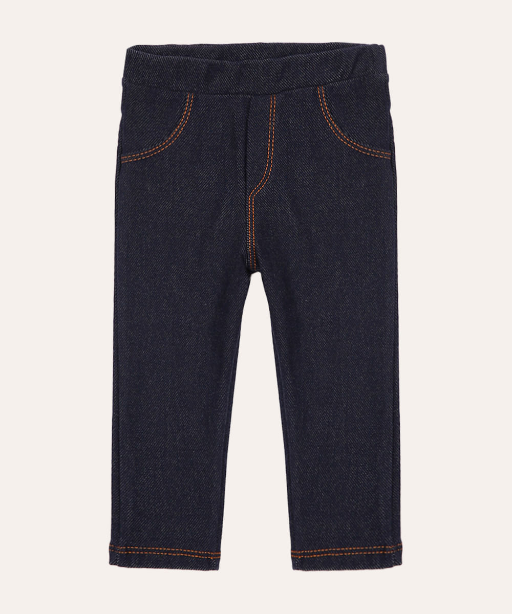 calça infantil de malha jegging felpuda azul
