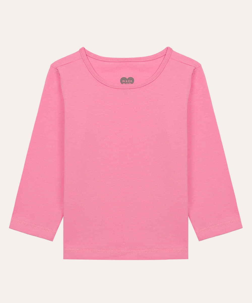 blusa de algodão infantil pink