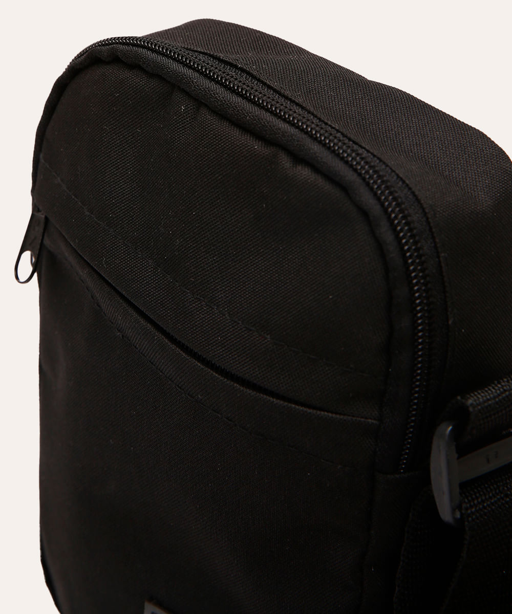 bolsa shoulder com zíper preta