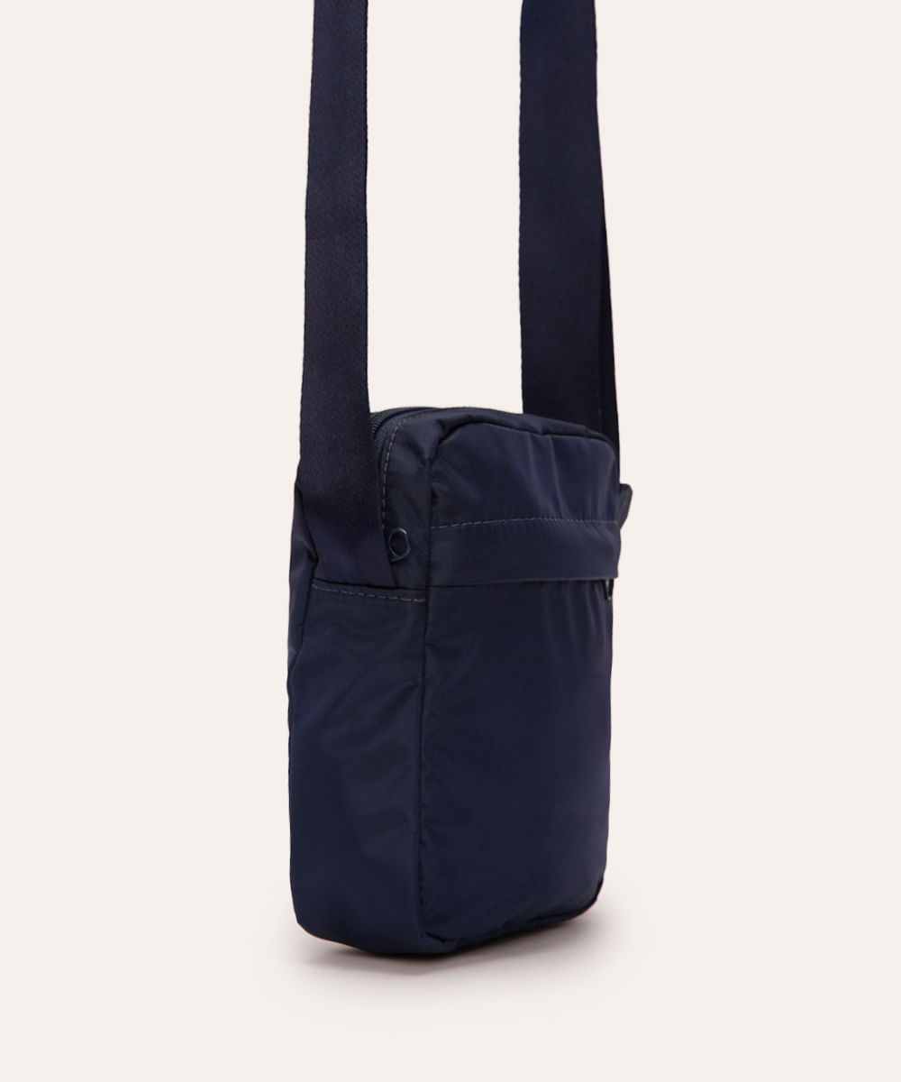 bolsa shoulder com bolso e alça regulável azul marinho