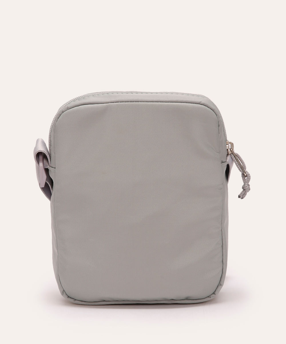 bolsa shoulder com bolso e alça regulável cinza