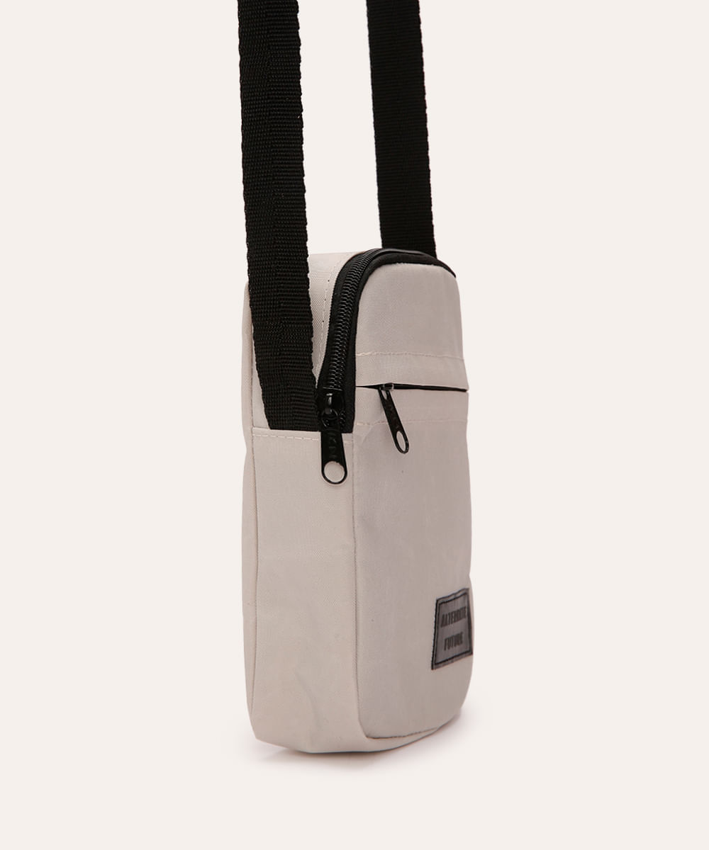 bolsa shoulder com zíper cinza