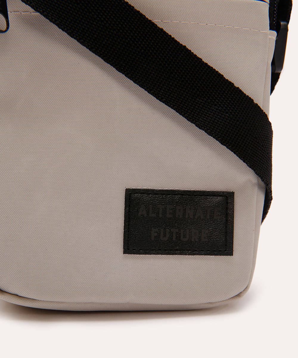 bolsa shoulder com zíper cinza