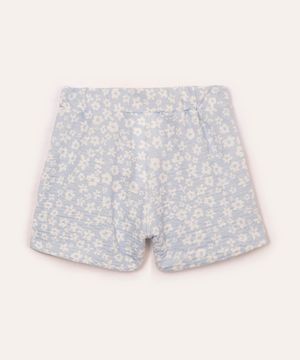 short saia infantil floral azul