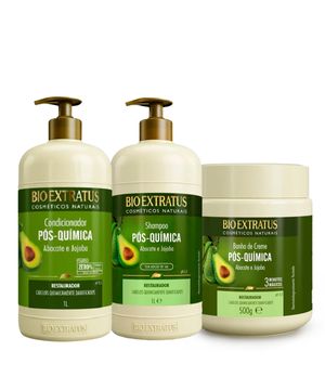 Kit Bio Extratus PósQuímica Shampoo Condicionador e Banho de Creme (3 produtos)